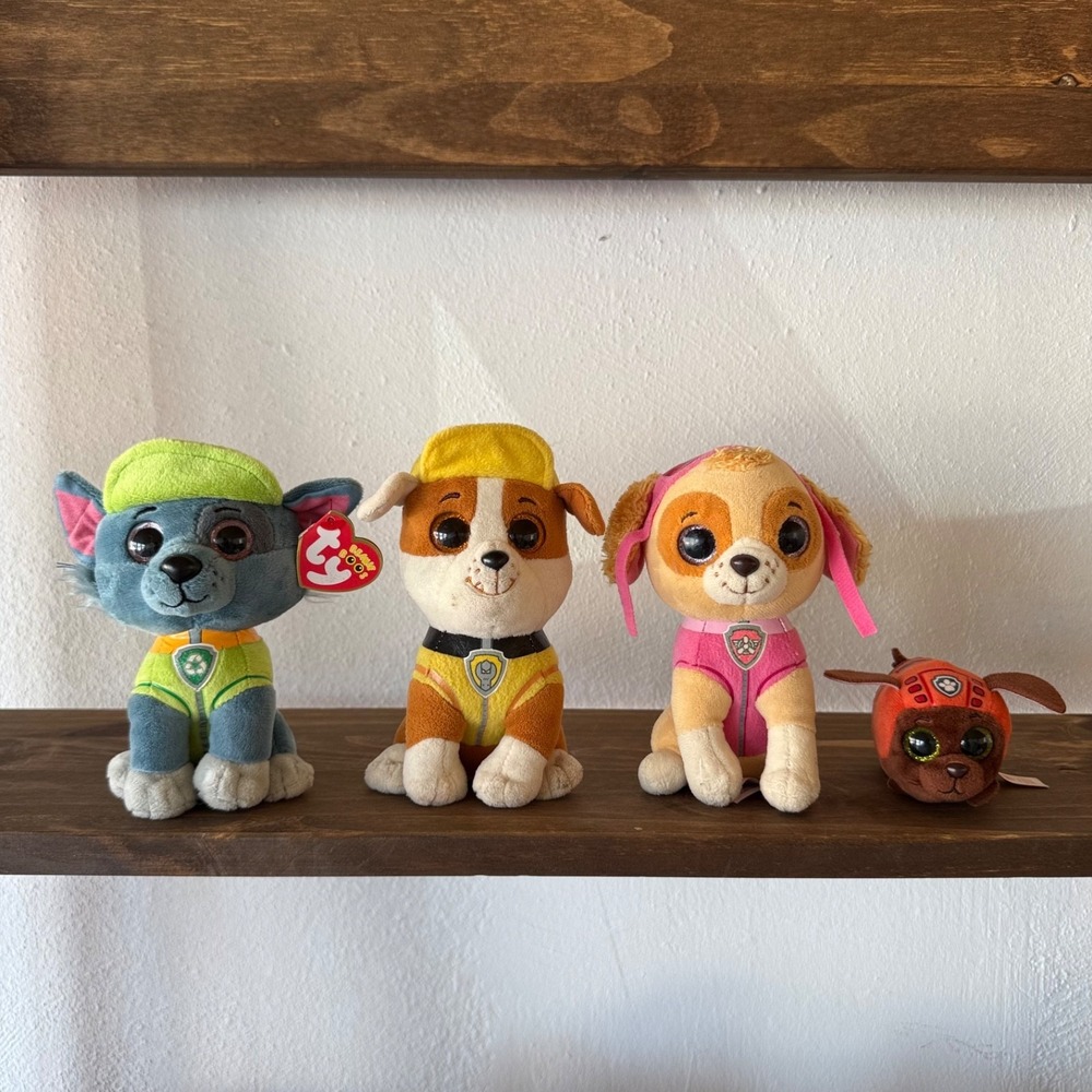 TY Beanie Boo Paw Patrol Plush Lot Rocky Rubble Skye Zuma Used Toys Plushies